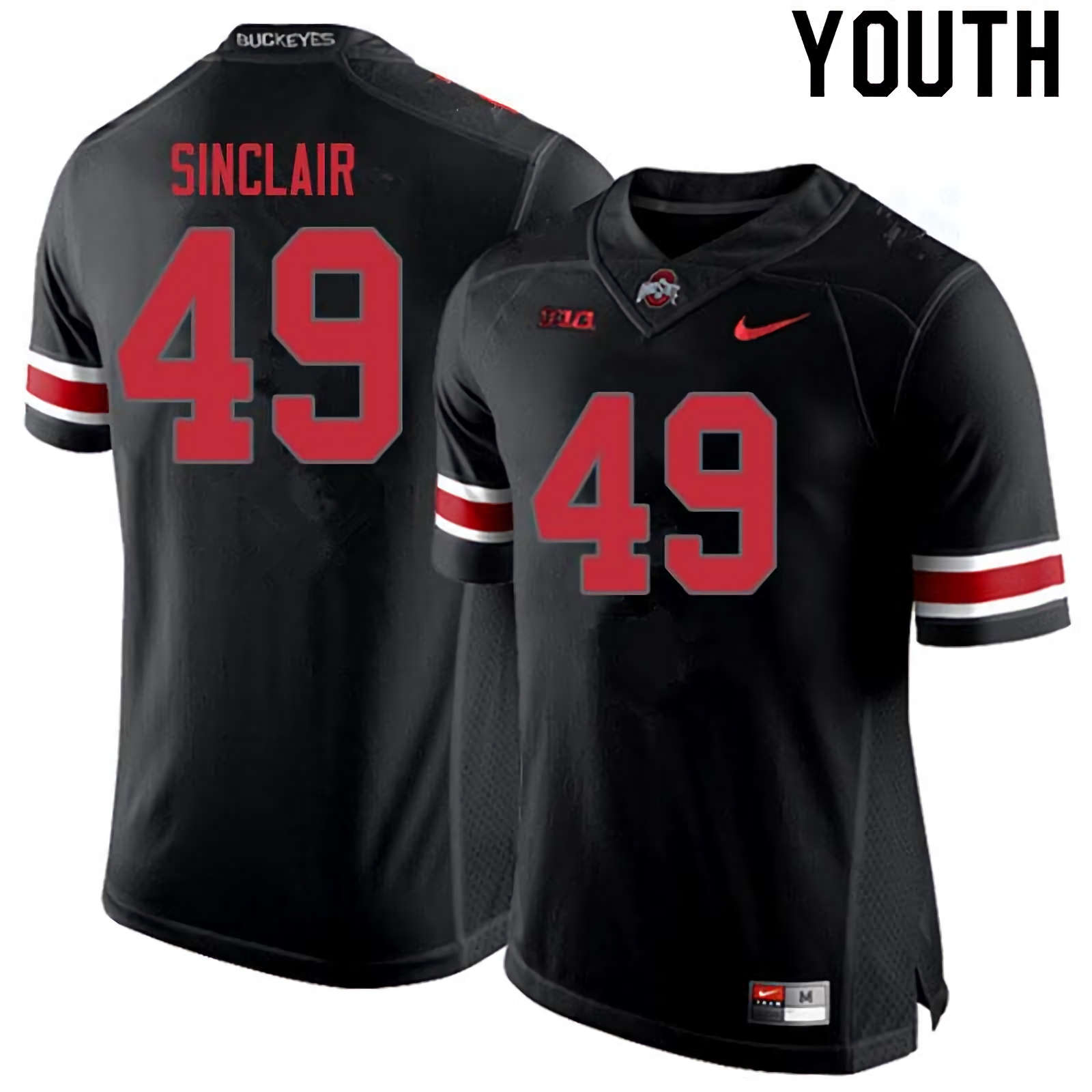 Darryl Sinclair Ohio State Buckeyes Youth NCAA #49 Nike Blackout College Stitched Football Jersey PQV6356PX